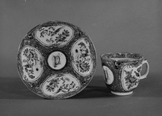 Nineteenth-century Chinese porcelain coffee cup and saucer made for the American market
