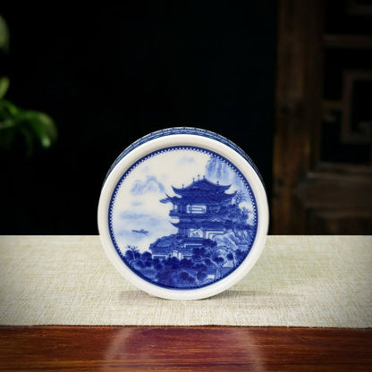 Blue-and-White Landscape Tea Set