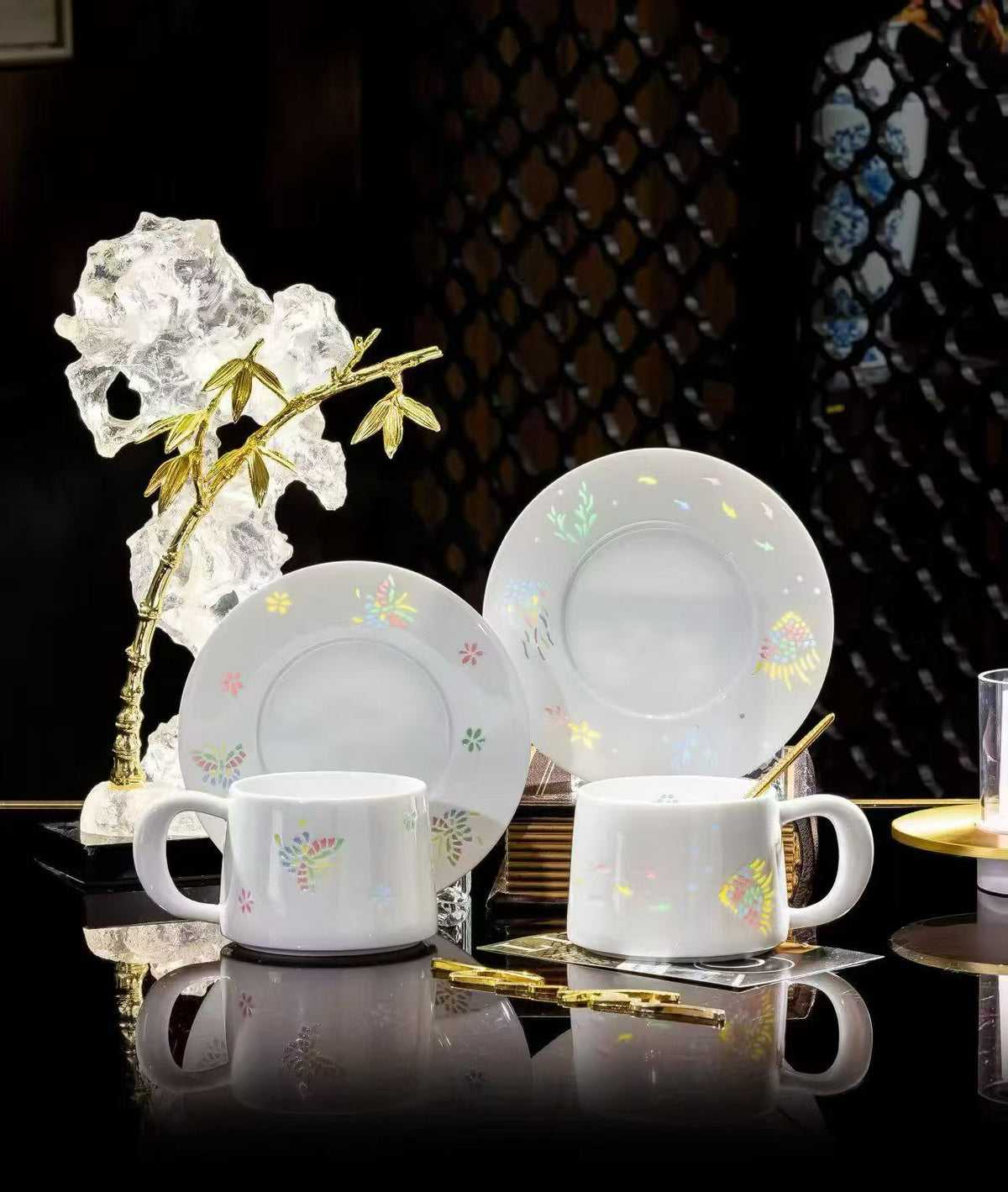 Butterfly Dance floral coffee cup and saucer