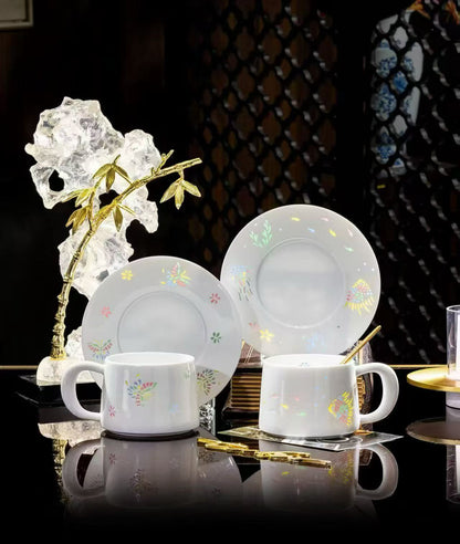 Butterfly Dance floral coffee cup and saucer