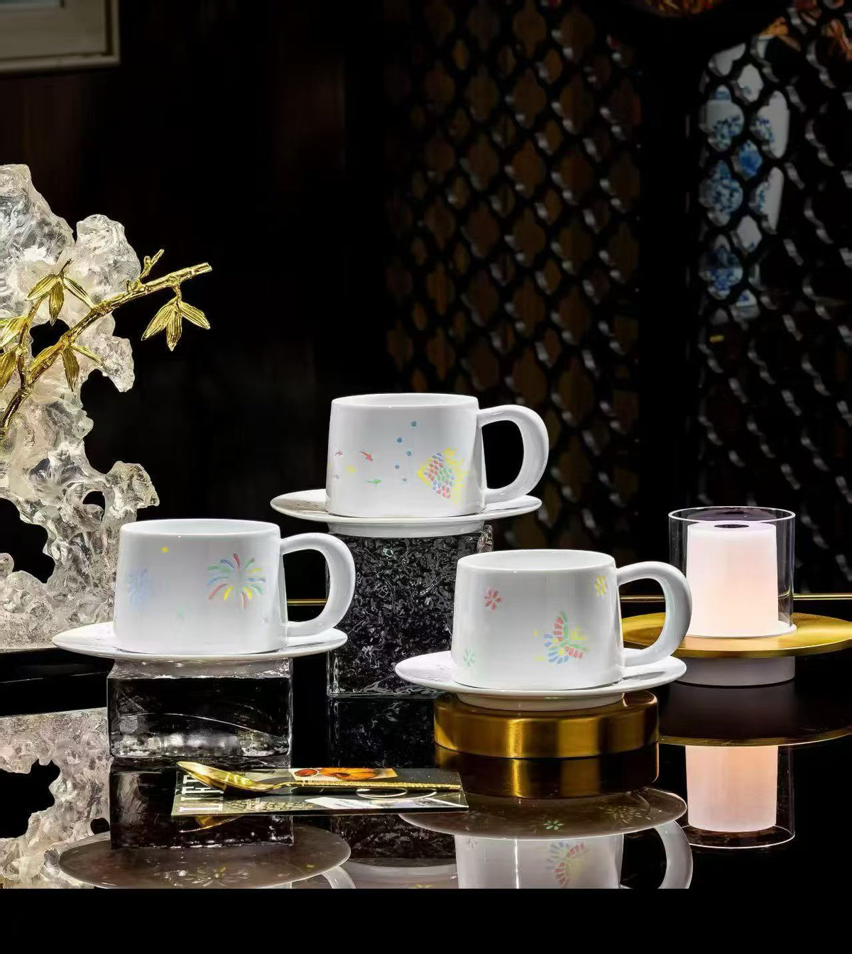 Butterfly Dance cup and saucer set of three