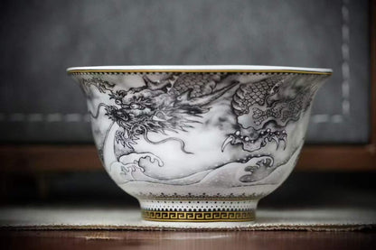 Ink Dragon tea cup close-up
