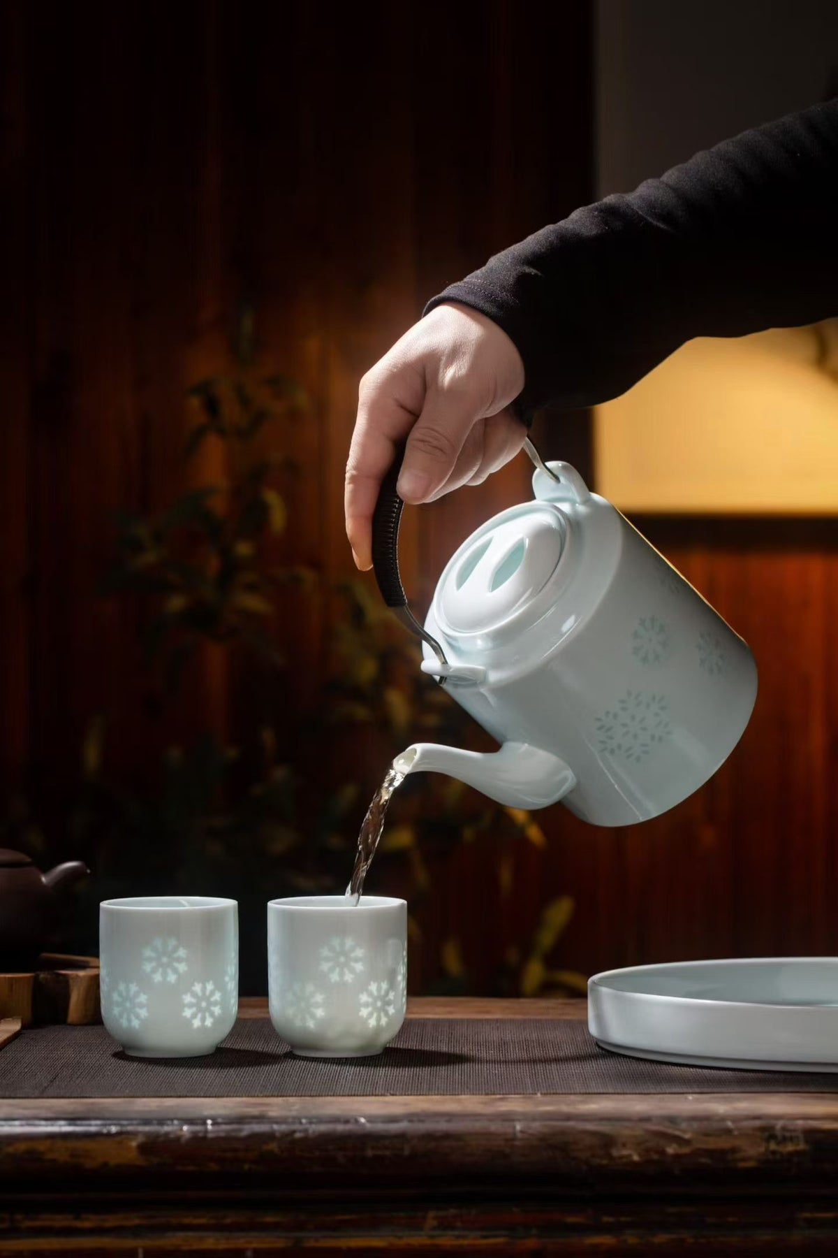 Linglong White Porcelain Tea Set