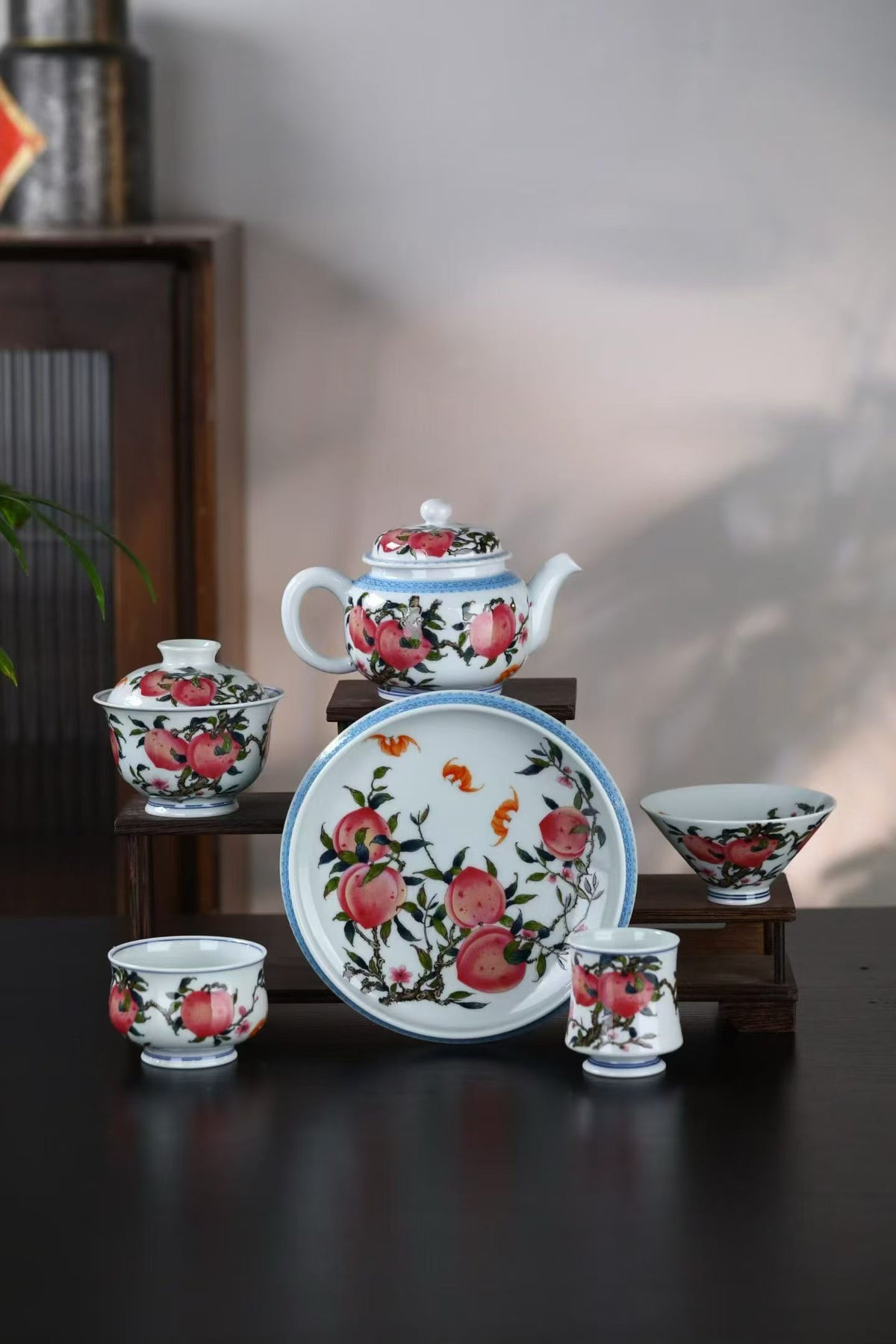 Longevity Peach tea set, full set